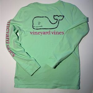 Vineyard Vines Mint Green Tee with Pink Logo